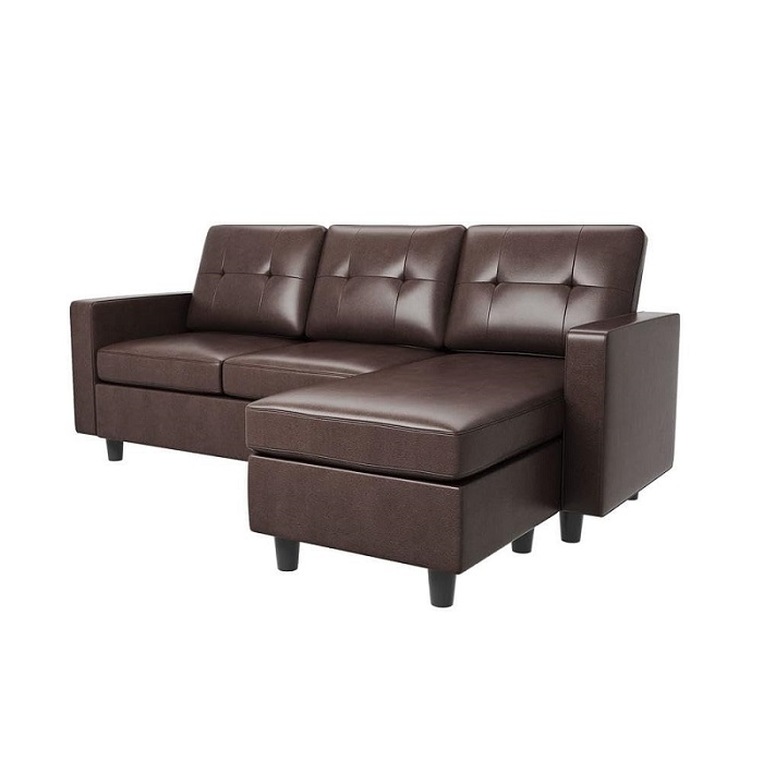 HONBAY Faux Leather Sectional Sofa  