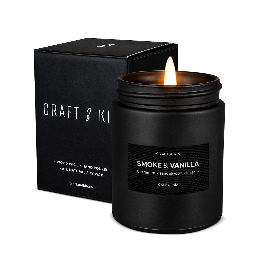 Craft & Kin Wood & Vanilla Scented Candle