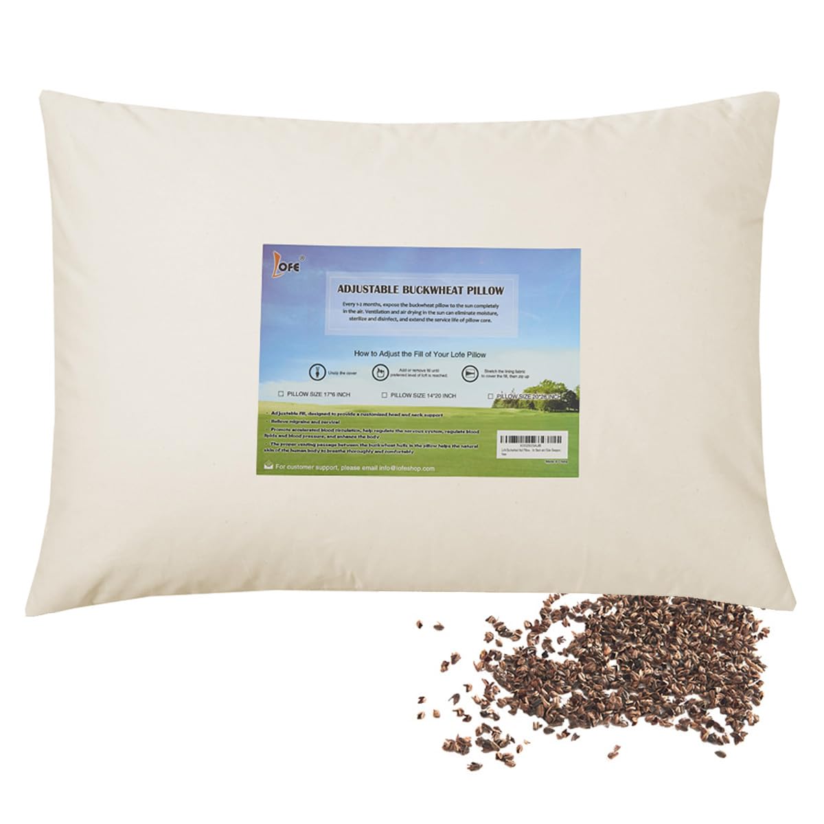 LOFE Organic Buckwheat Pillow for Sleeping